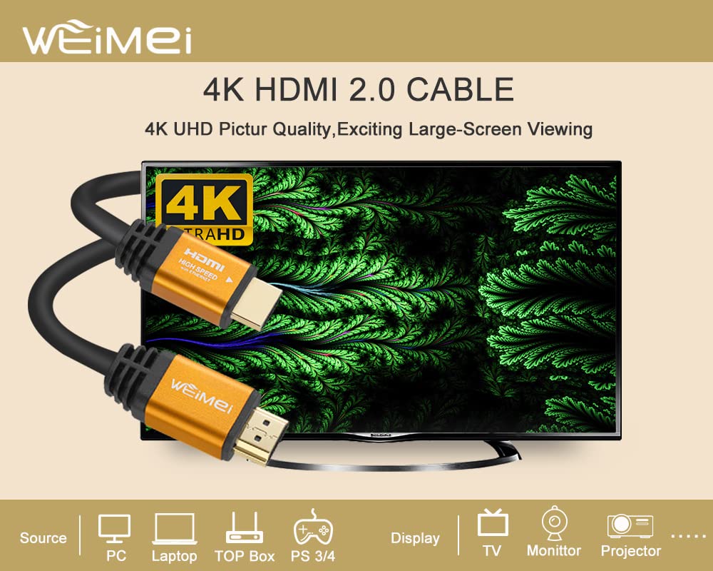30 Feet Premium 4K HDMI Cable 2.0 - High-Speed HDMI Cord with Ethernet Support for Stunning 4K@60Hz UHD 2160P, Gold-Plated Connectors, and Bare Copper Conductor